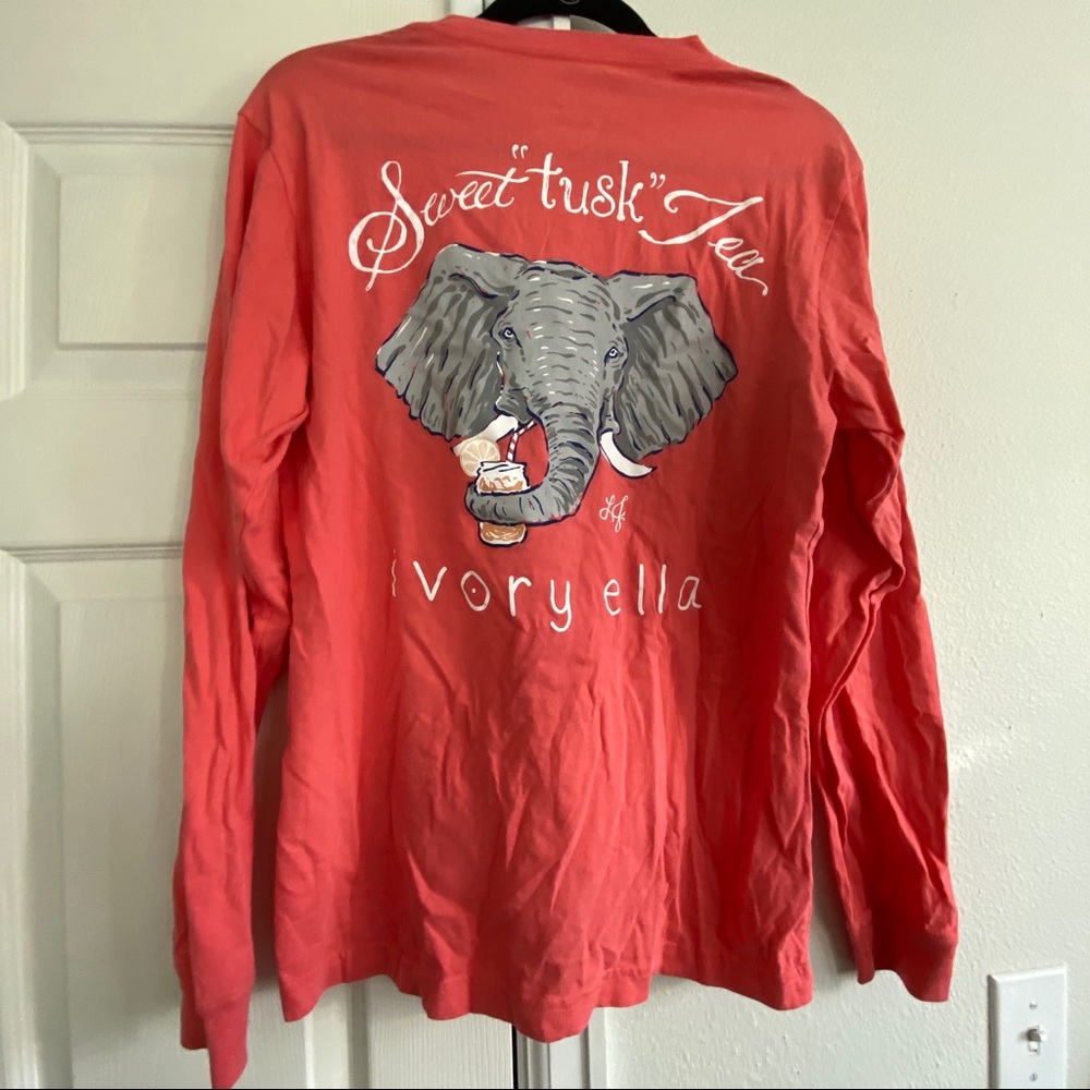 ❤️SOLD ivory Ella peach tea long sleeve top